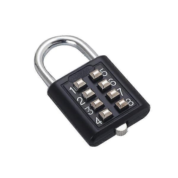 8-digit Password Code Combination Padlock Zinc Alloy Suitcase For Luggage Travel Code Smart Lock Code Key Anti-theft Lock Black