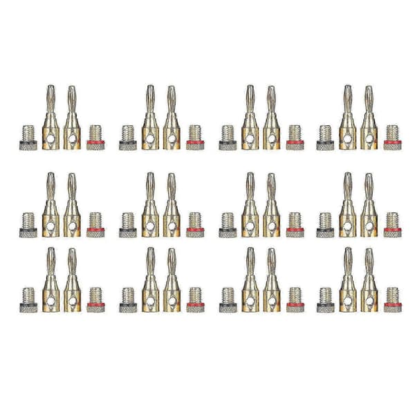 24-pack Guld 24k Hane Banankontakter Ljudjack Högtalarkabel Skruvkoppling