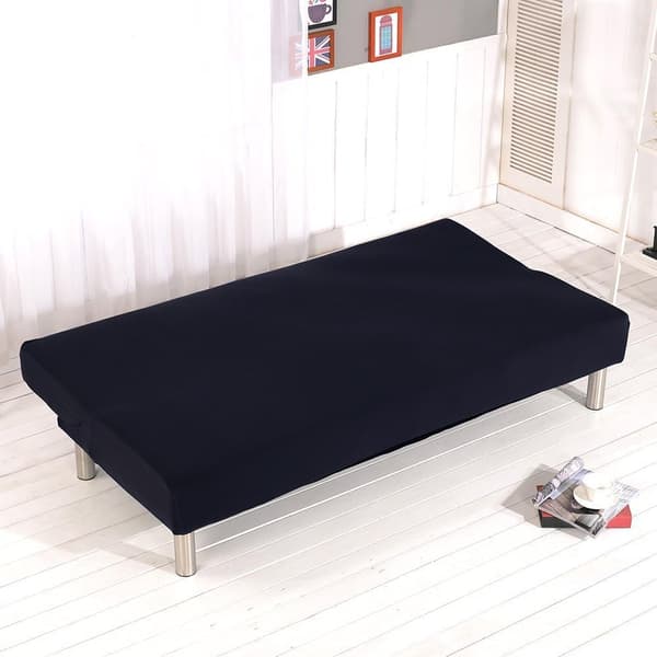 Elastisk Clac-trekk 3-seters sofa, ensfarget teppe til stuen, svart