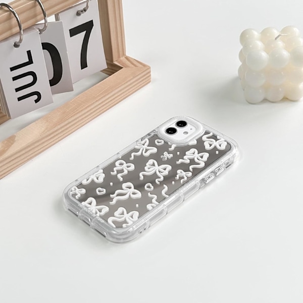Kompatibel med iPhone 12/12 Pro Cover Sødt Spejl Roset Kærlighed Hjerte Mønster til Piger Bånd Design Stødsikkert Beskyttende Telef iPhone 12/12 Pro