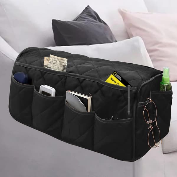 Lænestol Caddy, Sofa Armlæn Organizer, Lænestol Organizer, Fjernbetjeningsholder til Lænestol (Sort)
