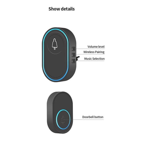 Doorbell 433 MHz Welcome Chime Door LED Light Flash Security Alarm EU Plug