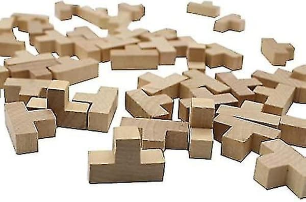 Träpussel kub Träpussel T-format pussel Pedagogiskt pussel