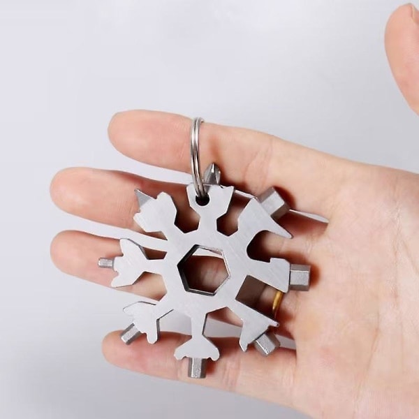 18-i-1 Snöflinga Multiverktyg, Rostfritt Stål Handy Snowflake Skiftnyckel (2-pack, Silver)