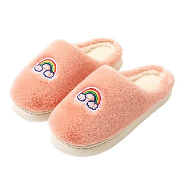 Höst- och vintertofflor i bomull för par, varma inneskor, tjocka, bekväma hemtofflor, pälsfodrade utomhusskor för män, rosa Pink Pink 38-39
