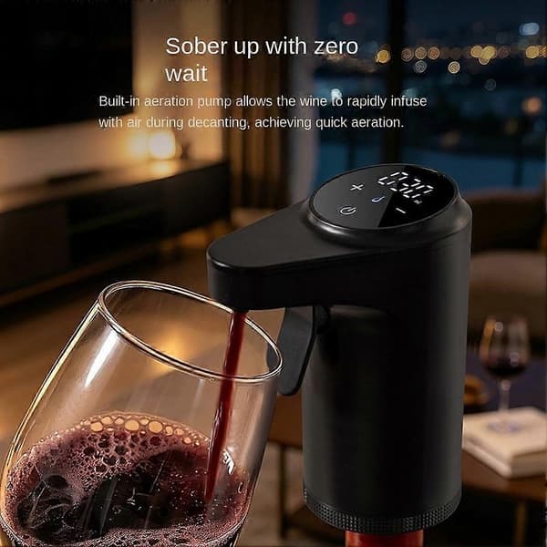 Electric Wine Dispenser with Aerator, Automatic Wine Dispenser with 1-999ml Adjustable Pour Control, Red Red Red