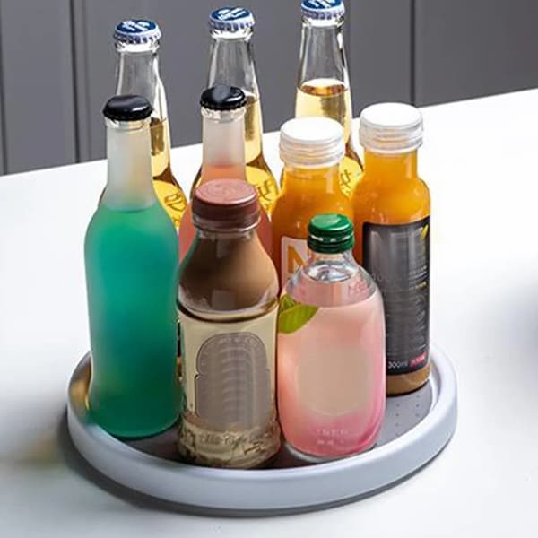 Rotating Plate Organizer Kitchen, 25 cm Rotating Plate Spice Rack, 360° Rotating Refrigerator Tray, Round Kitchen Shelf Rotating Plate