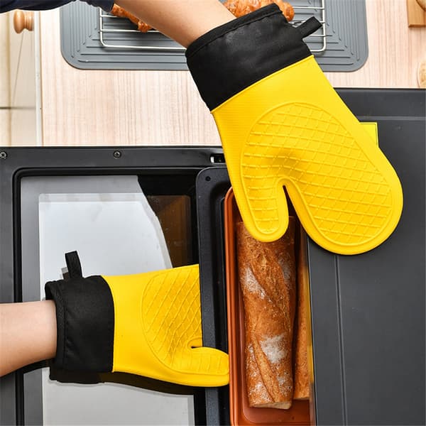 Pair of 2 Silicone Oven Mitts, Mitts for Cooking, Oven Gloves - Kitchen Utensils, Kitchen Gadgets