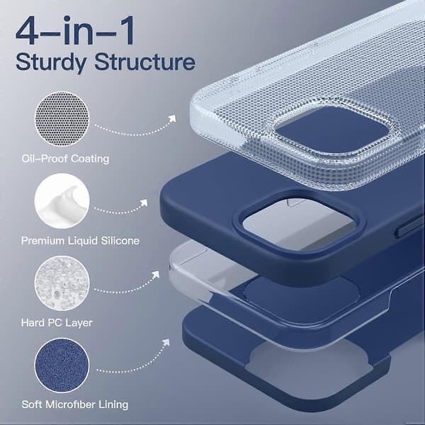 Silicone Case Compatible with iPhone 13 6.1 inch, Silky Soft Full Body Protective Case, Shockproof Protection with Microfiber Lining (Cobalt Blue)