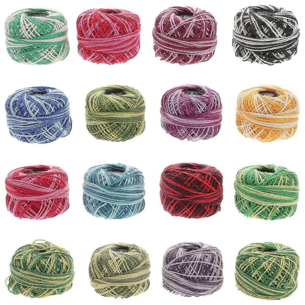 16 Rolls Embroidery Thread Set Cross Stitch Embroidery Wool Cotton Thread Craft Material for Home Gift Making (Mixed Colors)