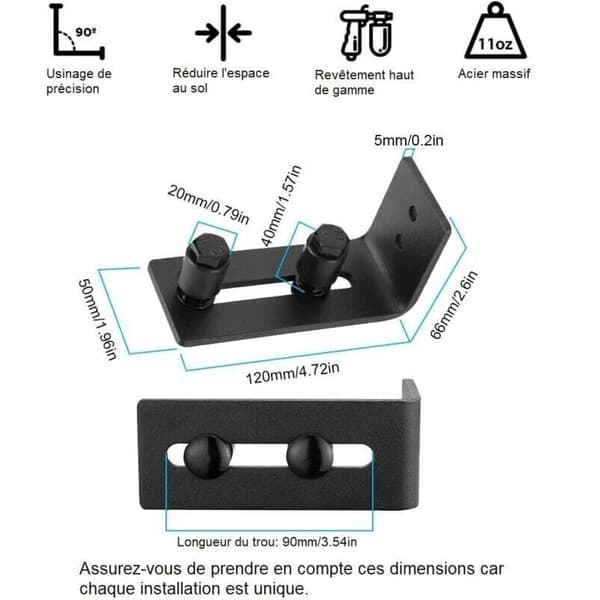 Adjustable Carbon Steel Floor Guide for Sliding Door, Compatible with Wall Mounting, Double Roller (2-Pack)
