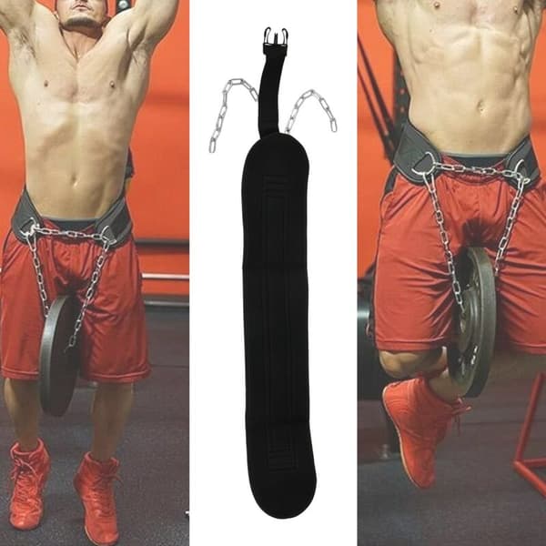 Dip Belt with Chain Pull Up Belt with Buckle for Weightlifting Training Gym Accessory