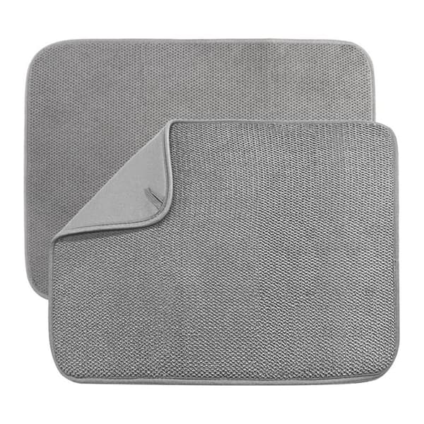 Microfiber Drying Mat Set of 2, Absorbent Kitchen Counter Dish Rack, Super Absorbent Drying Pads 20\" x 15\" (A)