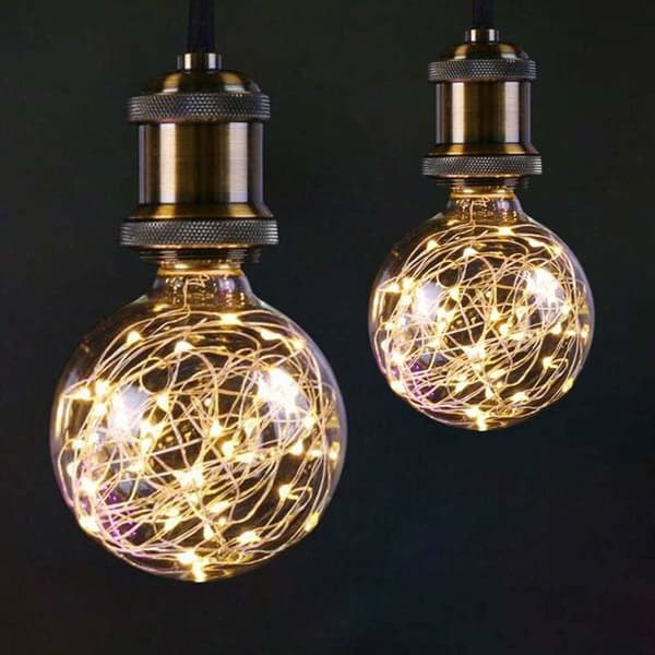 G95 LED Fairy Light Bulb E27 Base Warm White Starry Decor 2-Pack