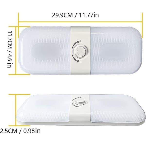 12V LED Ceiling Light for Caravan, Dimmable Ceiling Light with Memory Function, White/Yellow/Warm Light, Compatible with Campers and Trucks (2 Pieces)