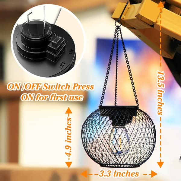 Solar Powered Hanging Lights 2-pack - Waterproof Outdoor Lighting with Automatic Dusk Sensor for Trees, Patio, Walkway