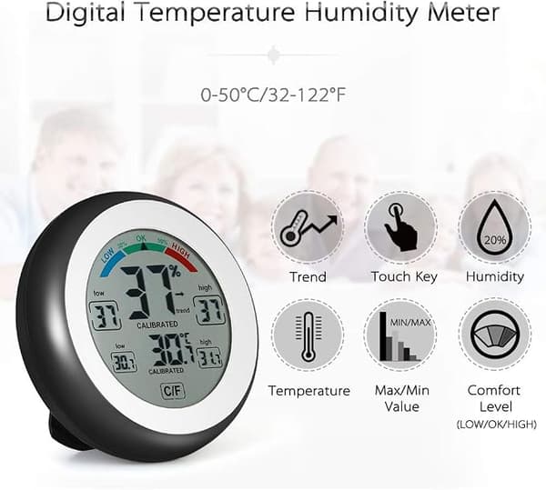 Digitalt hygrometer, innendørs termometer hygrometer romtemperatur