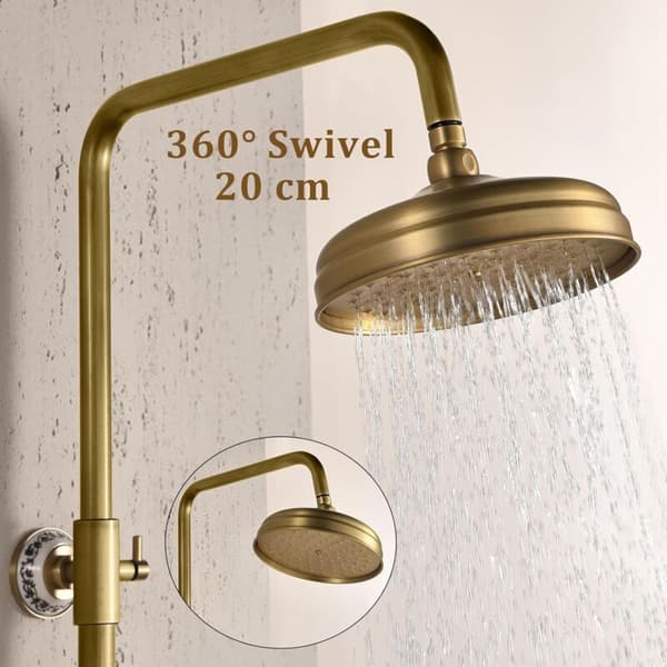 Antikk messing rundt dusjhode 20cm 1/2  \"