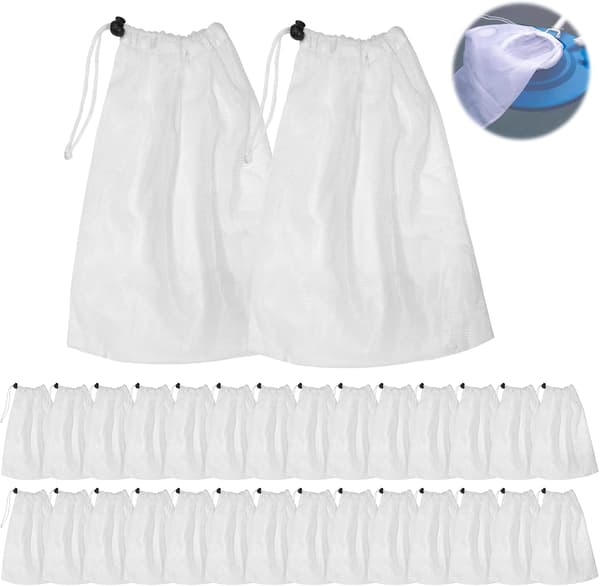Pool Leaf Net Replacement Bags with Drawstring, Mesh Cleaning Bags, In-Ground Pool Vacuum Bags, Mesh Net Bag (30-pack)