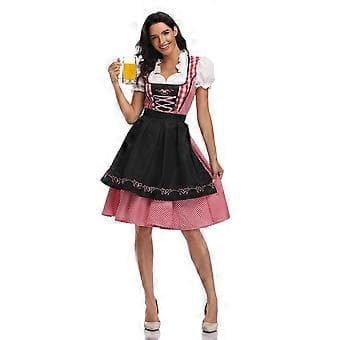 Oktoberfest Ølservitrice Kostume Dame Bayersk Traditionel Dirndl Kjole Karneval (M Sort)