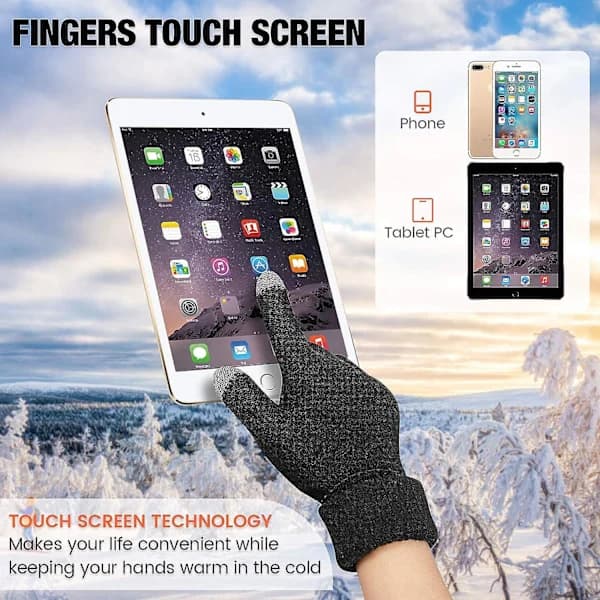 2 par Dame Vinter Touchscreen Handsker Varme Fleeceforede Strikkede Handsker Elastisk Manchet Vinter Teksthandsker