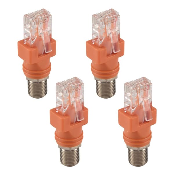 Koaksial til Ethernet-adapter, 4-pakning RF koaksial F til RJ45 hann-omformer for linjetester