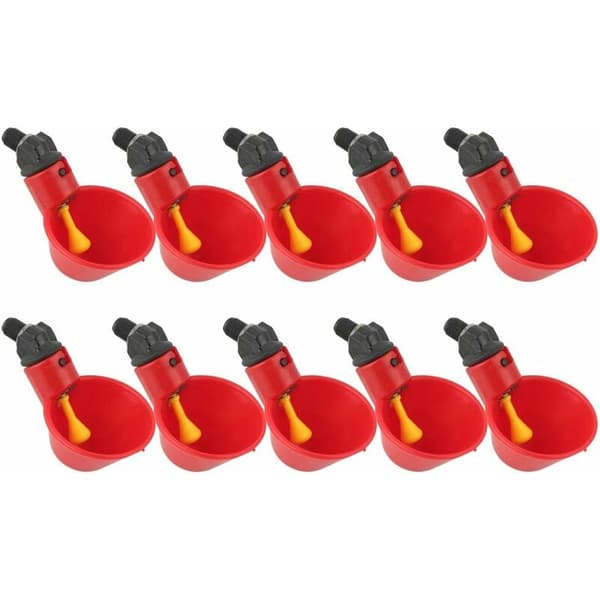 Chicken Drinker, 10 Pcs Automatic Chicken Coop Automatic Waterers for Chicken Duck Poultry Drinking Cups Drinker Feeder for Livestock