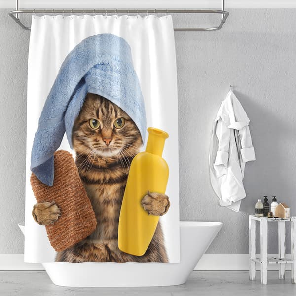 1 st Söt Katt Duschdraperi Polyester Badrumsgardin Vattentät, Mi