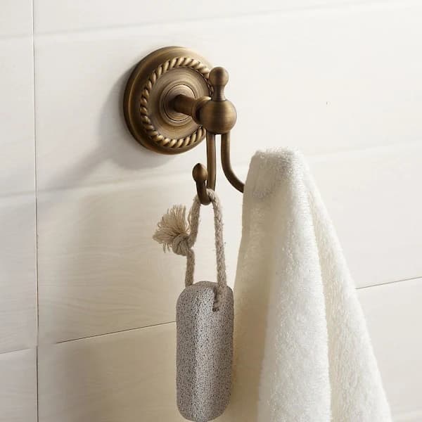 Double Hook Retro Wall Mounted Coat Rack Yellow Brass Copper Antique, A