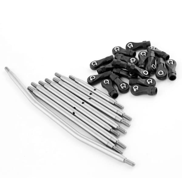 8 stk. rustfrit stål chassisforbindelse og styrestangsæt til AXIAL RBX10 Ryft 1/10 RC Crawler opgradering