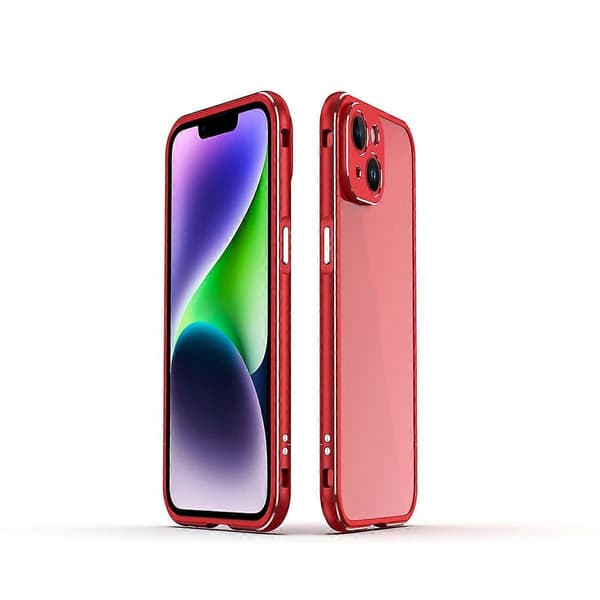 For iPhone 14 Plus Aurora Series Linsebeskyttelse + Metallramme Mobilskall