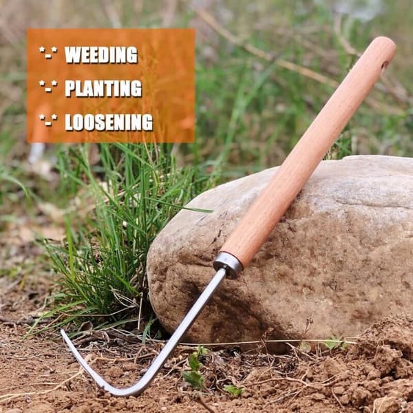 Manual weeding iron with handle, with V-hook - 40 cm garden tool