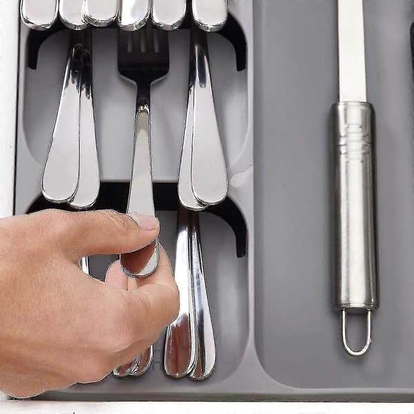 Kitchen Drawer Organizer Tray Compatible With Cutlery Spoon Knife And Compatible With Compartment Storage