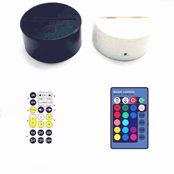 Moon 3D Night Light 3D Illusion LED Lamp 16 Colors Dimmable with Remote Control Touch --- Crack Base
