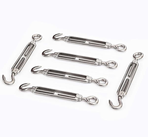 M6 krog og øje / C til O vantskrue 304 rustfrit stål, hardwarekit til wirestramning Heavy Duty, til solsejl, teltmontering, rustbeskyttelse,