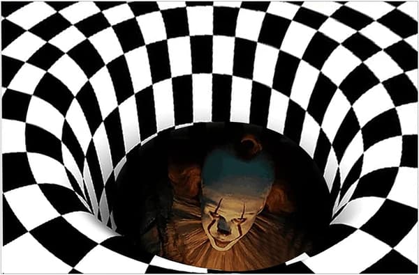 3D Optisk Illusionsmatta, Clownfälla Mönster Halkfri Rektangulär