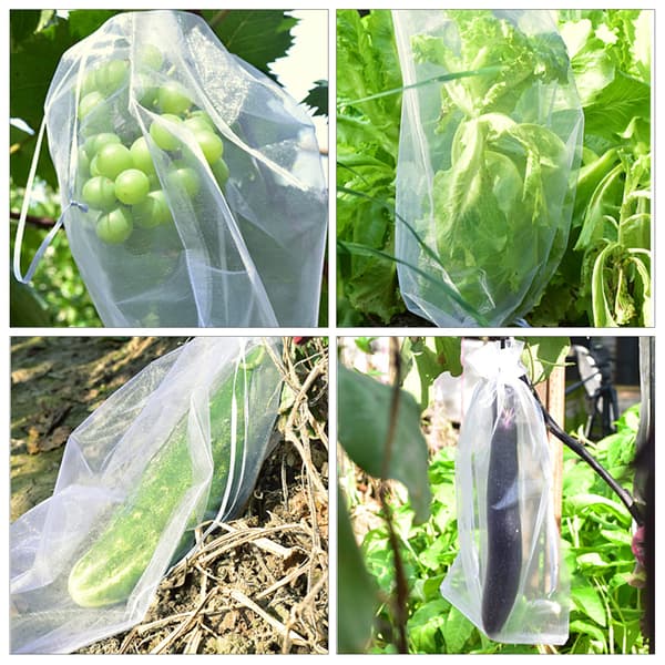 100 Pieces Fruit Bags, Protective Mesh Bags for Fruit Trees, Reusable White Fruit Net Bag with Drawstring Against Insects