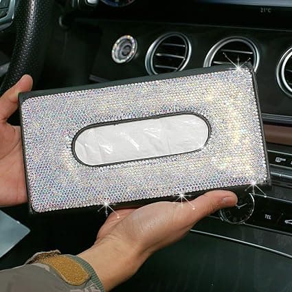 1 stk bilvevsboks, krystallglitter bilserviettboks, lær