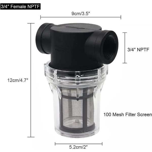 1/2\" vattenpumpfilter med 100 mesh rostfritt stålfilter