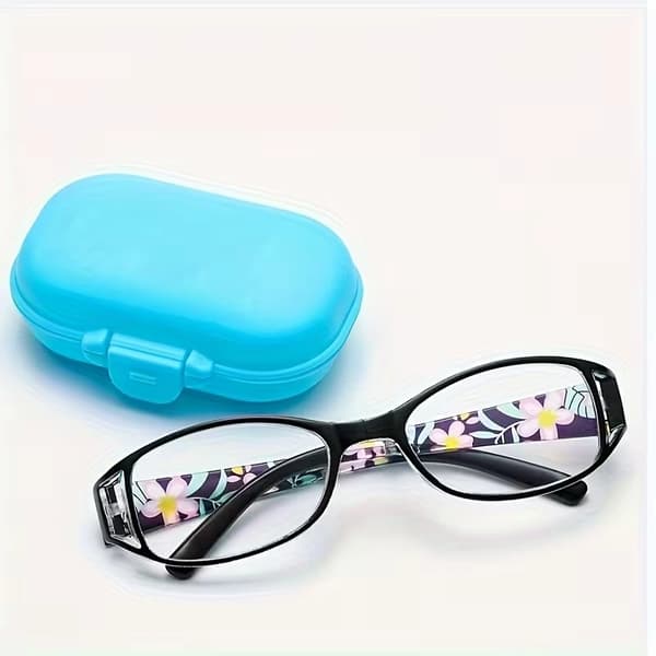 Folding Reading Glasses with Printed Temples, Anti-Blue Light High-Definition Reading Glasses, Portable with Storage Case.