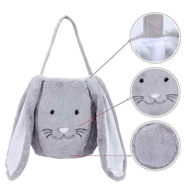 Plush Easter Bunny Basket With Long Plush Ears Personalized Egg Hunt Easter Bags For Gift Storage