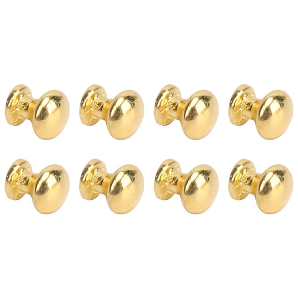 8pcs 1:12 Miniature Round Head Pull Handle Metal Simple Style Dollhouse Door Handle Knobs Gold