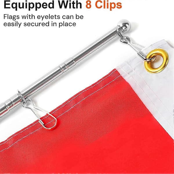 3 meter telescopic flagpole, handheld retractable flagpole with 4 clips, non-slip handle for camping guide events