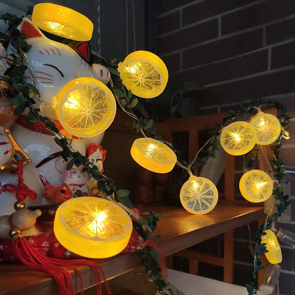 Citronformede lyskæder, 3 meter 20 LED, fe-natlys til