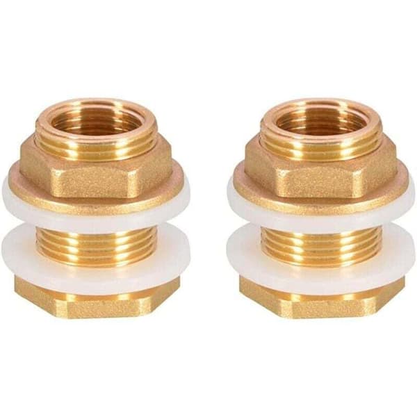 2 stk DN20 3/4 messing vanntank vannrørsbeslag adapter kran regnbøttebase messing tankbase for kran regnbøtte vanntank