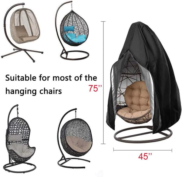 Patio Egg Chair Cover with Zipper, Durable Large Wicker Egg