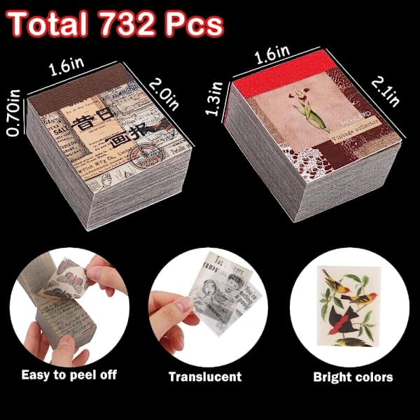 732 stk Vintage Papir Scrapbog Papir 1 1 1
