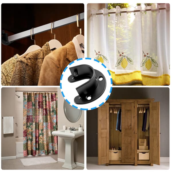 Stainless Steel Diameter Wardrobe Rod Bracket, U-shaped Open Bracket, Shower Curtain Rod End Support