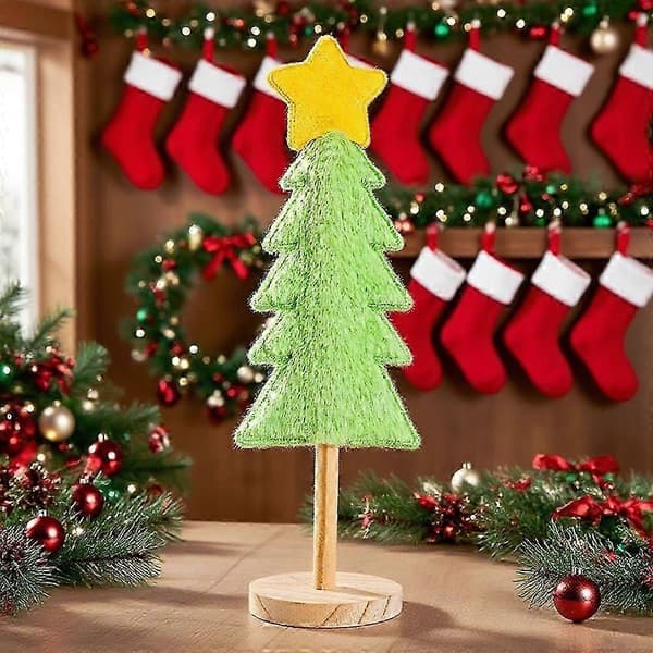 Lime Green Fluffy Christmas Trees Table Decor Green Christmas Tree Decoration 25cm 25cm