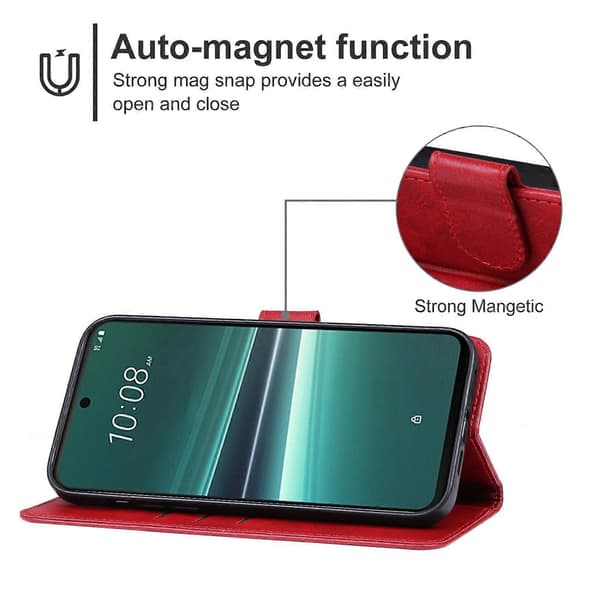 Läder Telefonfodral För HTC U24 Pro [DB] Röd Red